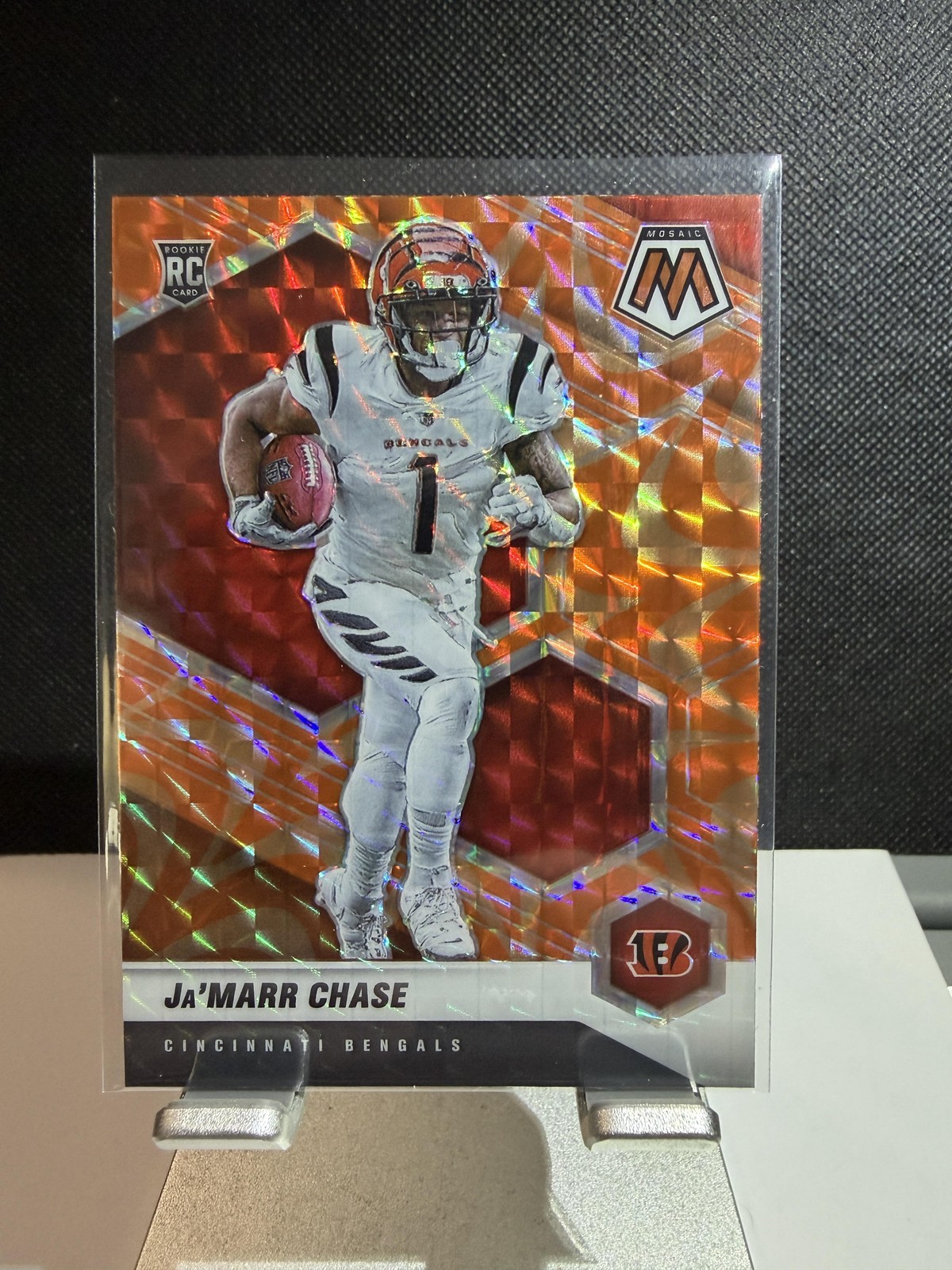 2021 Panini Mosaic #307 Ja'Marr Chase Prizm Reactive Orange