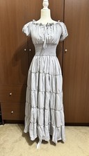 Grey Pirate Renaissance Maxi Dress Country Smock Womens Costume Boho Sz S