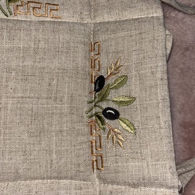 French Provençal Embroidered Tie Bread Basket Olives 5.5  X 11.5  Unbranded