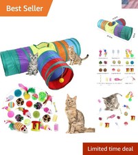Fun  Safe 32-Piece Cat Toy Set: Interactive Toys and Rainbow Tunnel Included