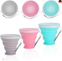 3 StüCk Faltbarer Becher, Faltbare Silikon-Becher, Becher Faltbar Mit Deckel