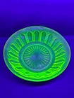 Uranium Glass Large Serving Bowl Anchor Hocking Knife & Fork Pattern Vintage