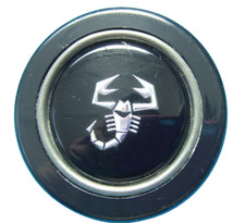 Abarth Scorpion Horn Button Silver Ring Black Momo Fitment Fiat Lancia Alfa Euro