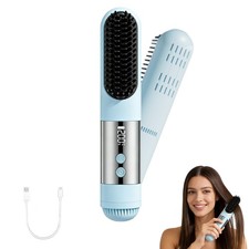 Cordless Hair Straightener Brush-Portable Mini Straightening Comb Rechargeabl...
