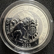 2oz  .999 Silver Bullion Coin.  Royal Mint 2023 Tudor Beasts, Bull of Clarence
