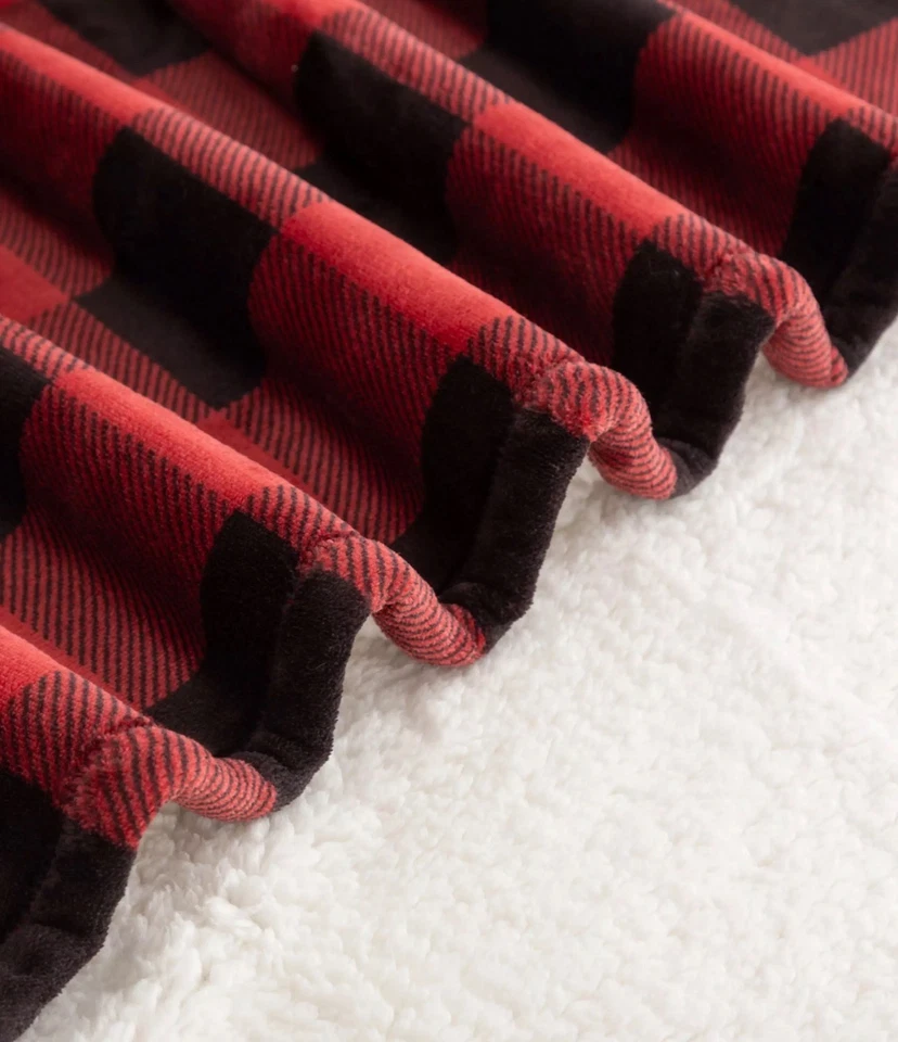 Peanuts Charlie Brown Throw Blanket Red & Black Buffalo Plaid Check 50 X 70 - Image 4 of 4