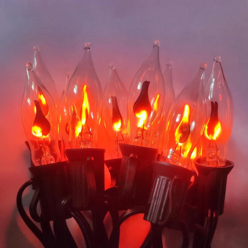 Christmas Flicker Flame Light Bulbs, 12 Pack C7 Crystal Clear Flickering Light B - Image 3 of 4