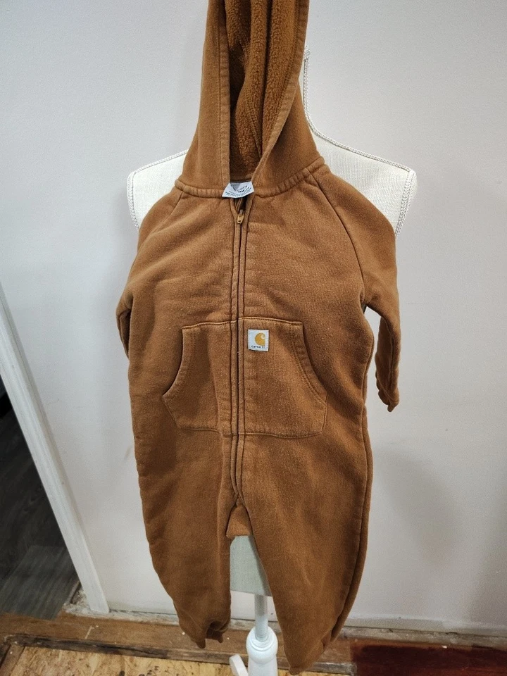 Mono Carhartt 18M Cremallera Capucha Bolsillos Traseros Sudadera con Capucha Polar Marrón Tostado Foto 2 de 4