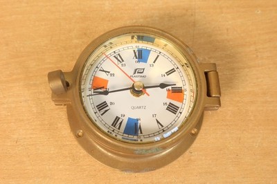 Plastimo 3'' Messing Bullaugenuhr Marine Yacht Schiffe Quarz Wanduhr 12cm Sockel