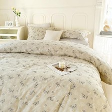 Boho Floral Comforter Set Queen Soft Queen 90"x90" 08- Floral-beige Grey