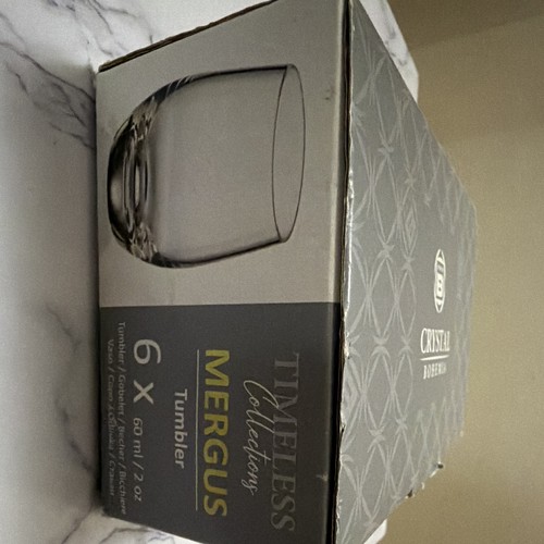 Crystal Bohemia Mergus Crystal Tumbler Glasses 60ml Clear Set of 6 Box ...
