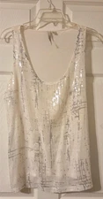 New York and Company ivory & Grey Sequin Tank Top. Womens size XL