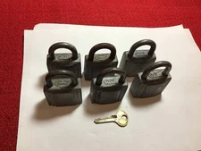 Lot Of 6, Corbin  Antique  Vintage Padlocks One Key All Keyed The Same.