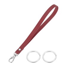 7 Inch Wristlet Strap PU Leather with 2 Silver Rings for Clutch Red 