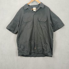 Dickies Twill Work Shirt Mens XL Black Cotton Patch Logo Spread Collar Button Up