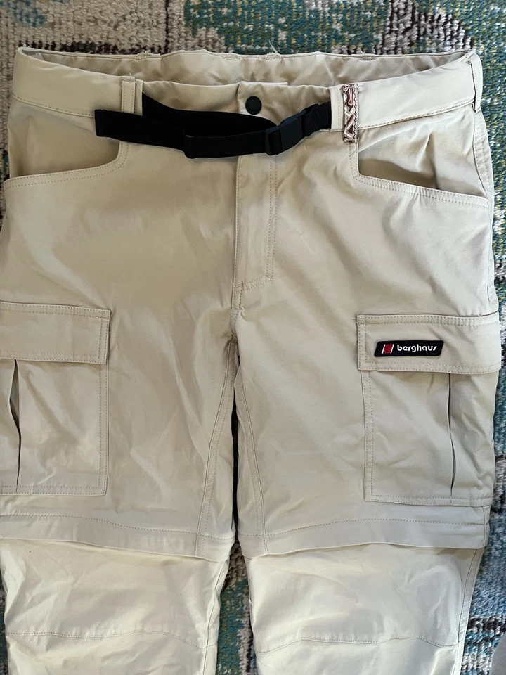 Berghaus Crema Carga Cremallera Senderismo Pantalones Convertibles Pantalones Cortos Cintura Cinturón Grande Foto 3 de 4