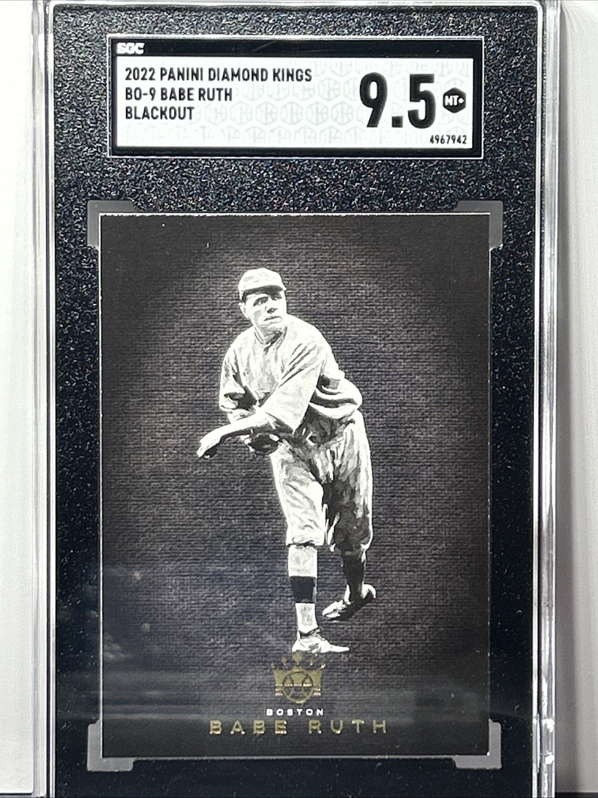 SGC 9.5 Babe Ruth 2022 Panini Diamond Kings Blackout #BO-9 Boston Red Sox