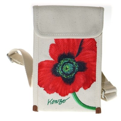 Kenzo Poppy Phone Case Flower Design Mini Pouch Shoulder Bag White Fc65Pm919F31