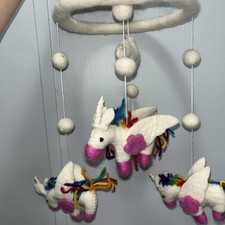 100 Sheep Wool Rainbow Unicorn Hanging Mobile for Crib