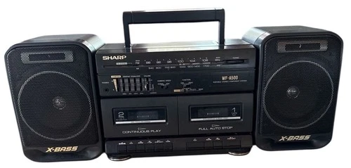Vintage SHARP Boombox Radio Dual Cassette Player Recorder WF-A500 Detachable Spe