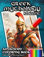 Greek mythology coloring book for adults and teens, advanced realistic adult...