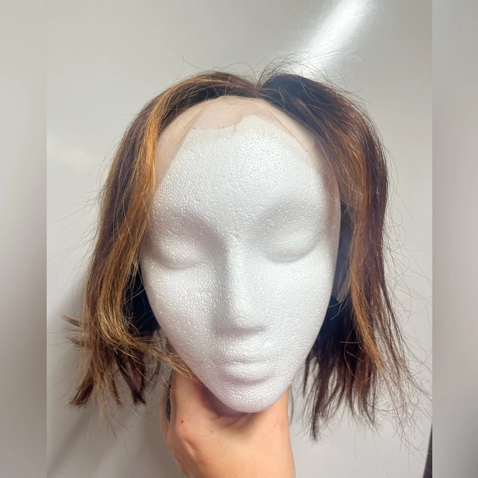 Новый с Ярлыками Bob парик человеческих волос кружева спереди 180% плотность 10» парик коричневый ombré подсветки - Изображение 3 из 4