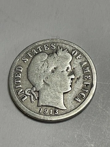 1913 S Barber Silver Dime Good