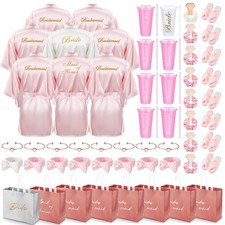 Shyyween 56 Pcs Bridesmaid Bride Robes Set Of 8 Bridal Party Silk Satin Robes