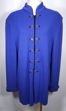 St John Collection Marie Gray Royal Blue Knit ButtonSweater Blazer No Tag M/L