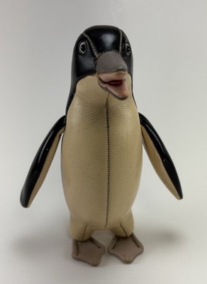 Vintage 6  Tomi Japan Leather Stuffed Penguin Collectible Figure Toy