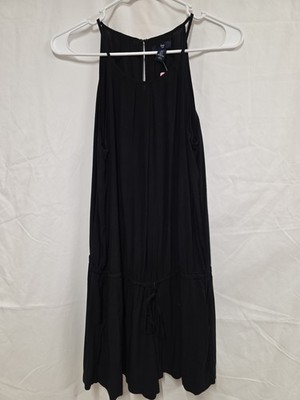 Womens Small Gap Romper With Pockets Black Sleeveless