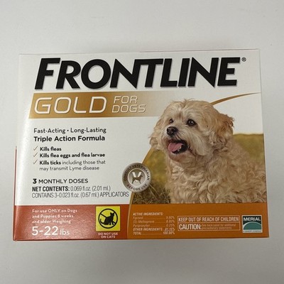 Frontline Gold Flea and Tick Control for Smaller Dogs, 5-22 Lbs, 3-Doses Genuine