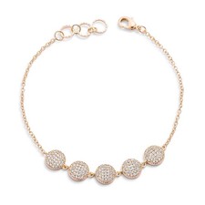 New 0.8ct CZ Goldtone Pave Disc Bracelet