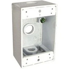 NEW BELL WEATHERPROOF 5320-6 WHITE ALUMINUM SINGLE GANG OUTLET BOX 1896349