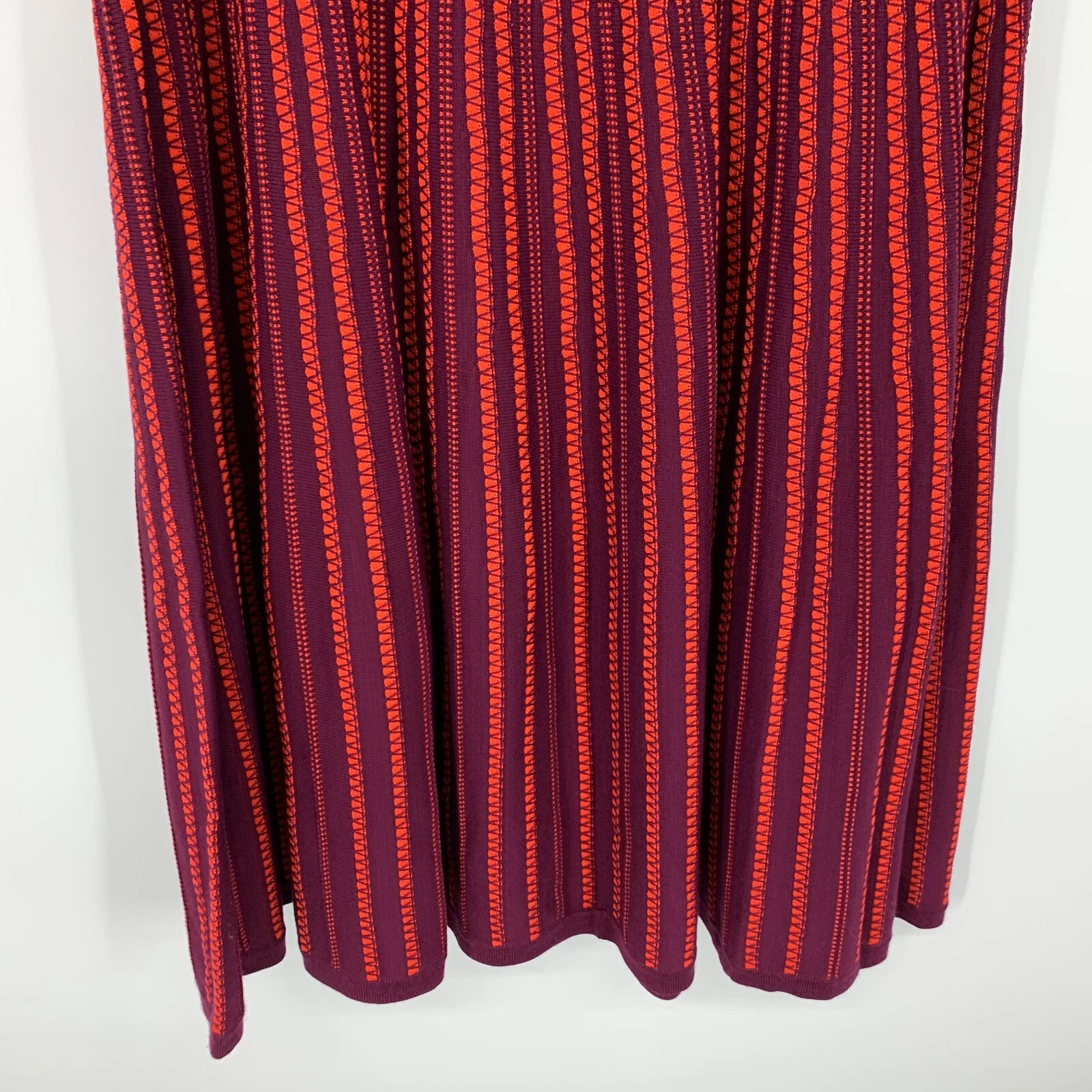 Kate Spade maglione abito donna XS maglia testurizzata rosso smanicato aderente svasato nuovo con etichette