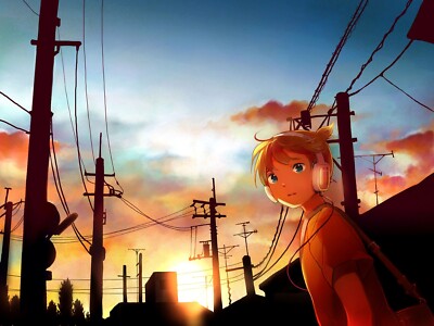 Anime power lines headphones vocaloid kagamine len boys CCG Gaming Mat Desk