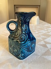 Blue Small Vase / Pitcher Signed Italia AB