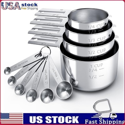 Stainless Steel Measuring Cups & Spoons Set, Cups and Spoons,Kitchen Gadgets M