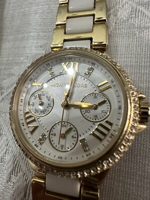 Michael Kors Ladies 33mm Watch Gold & White Tone Rhinestone  display picture 3