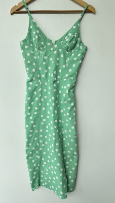 Urban Outfitters Green Polka Dot Dolce Vita Front Slit Midi Dress Size XS  EUC! | eBay