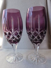 Ajka Arabella Amythyst Purple Cut To Clear Crystal Iced Tea Glasses Goblets - 2