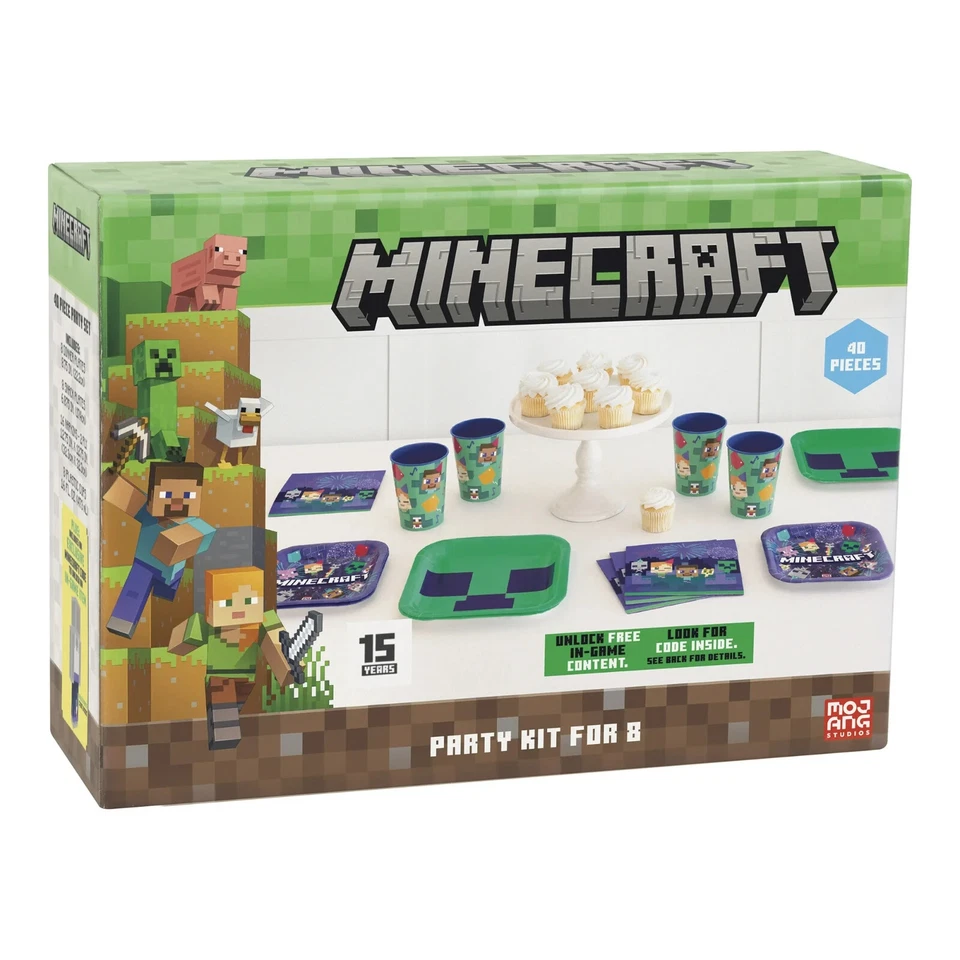 Kits de fiesta Minecraft para 8 platos de cena platos de bocadillo servilletas y tazas de plástico Foto 2 de 4