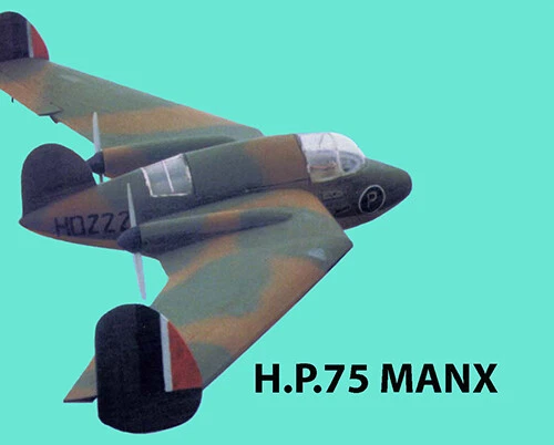 RCSA Model Airplane Plans (RC): Handley Page H.P. 75 MANX 50" 9.5" Scale E.P. - Image 2 of 4