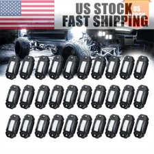 Pure White LED Rock Lights 30Pods Underglow Underbody Under Car Truck Glow Light