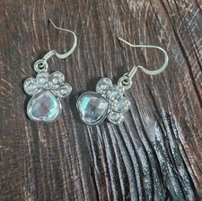 Handmade Crystal Dog Paw print Earrings for Women, Ladies, and Girls