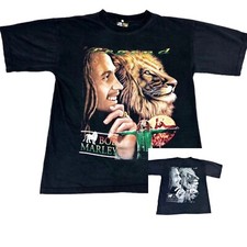 Vintage Y2K Bob Marley Zion T-Shirt Large Black Rasta Reggae Music Legend