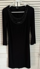 Little Black Dress AB Studio Beaded Neckline Long Sleeve Women's Size 2