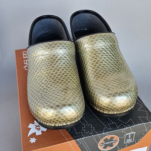 gold dansko clogs