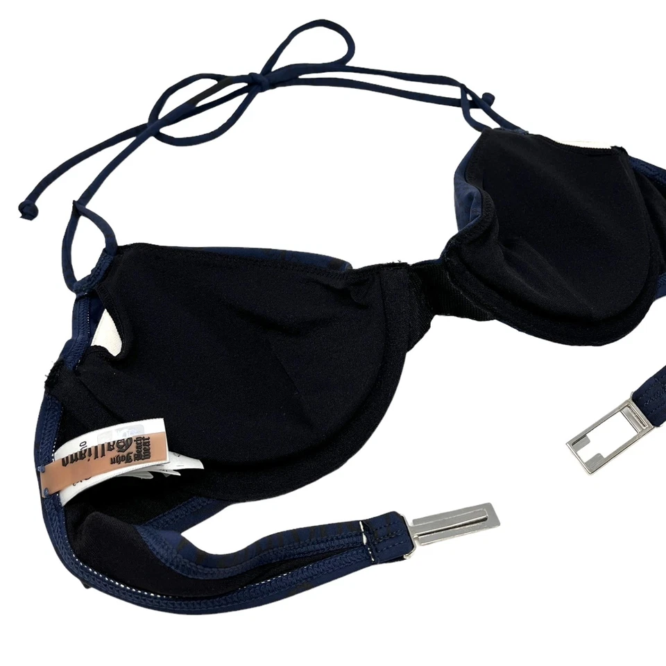 John Galliano Vintage Logo Traje de Baño Bikini #42 Trajes de Baño Periódico Nylon RankAB Foto 3 de 4