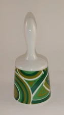 MCM Porcelain Dinner Bell With Mod Green Design In Box
